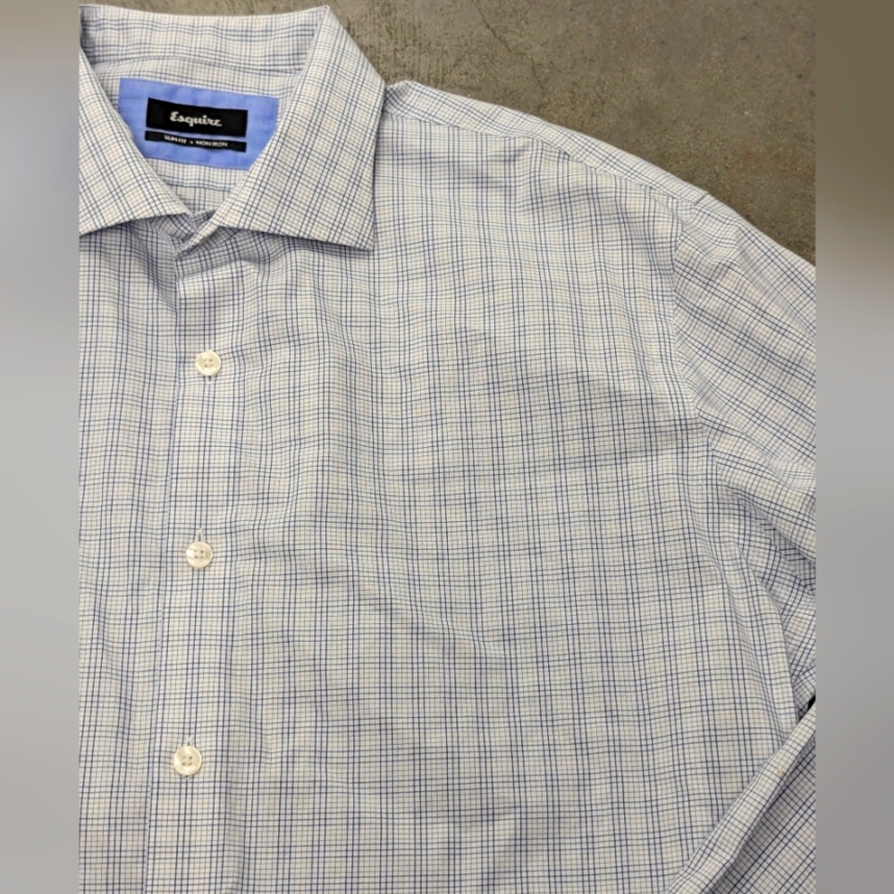 *Esquire Blue Checkered Shirt, 16½. 34/35